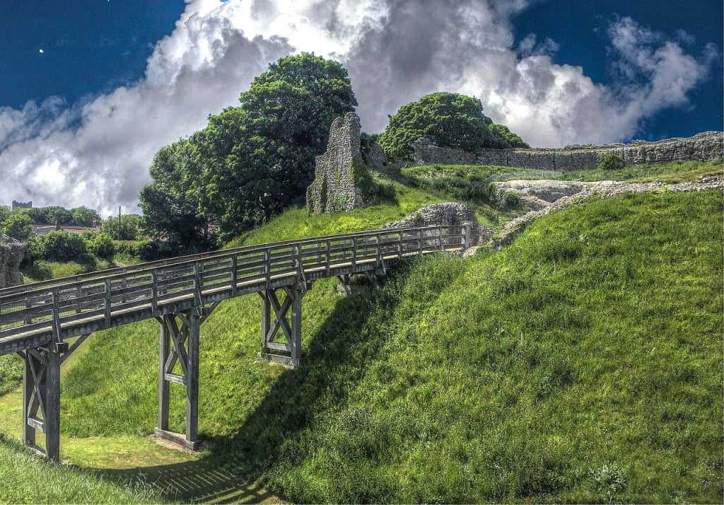 A bridge over a ridge to Acre Castle, one of the castles in Norfolk.