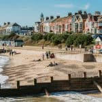 View at the Southwold beach when it's sunny. East Anglia’s coastline is dotted with charming seaside towns, colourful harbours and wide sandy beaches.