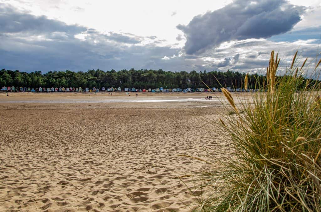Wells Next the Sea beach with the huts, one of the best beaches in Norfolk.