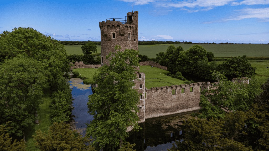 A view from a drone on the Canister Castle, one of the castles in Norfolk.
