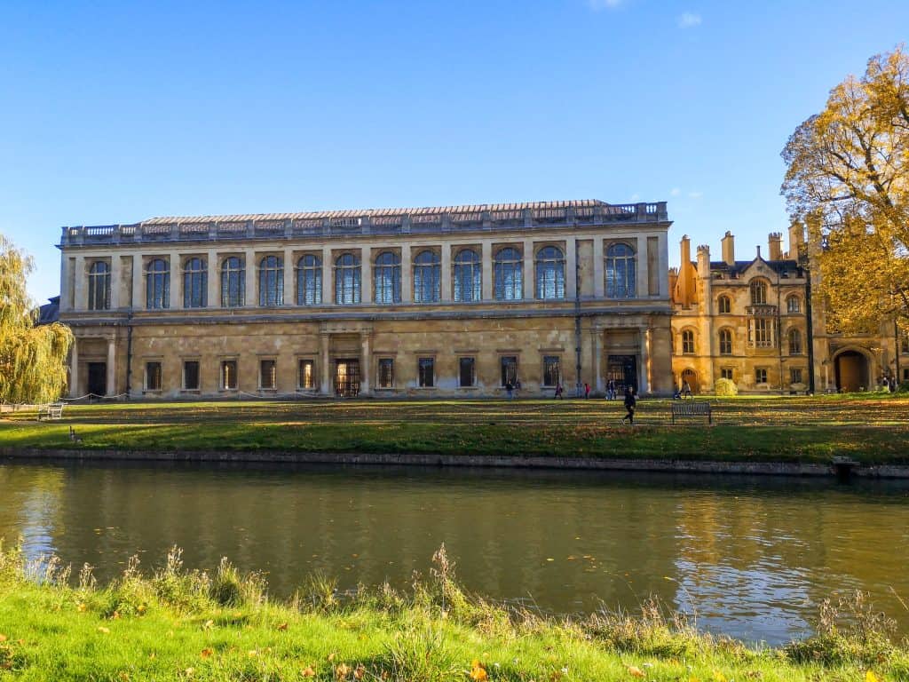 A view at the building of the Wren Library and the river Cam. 