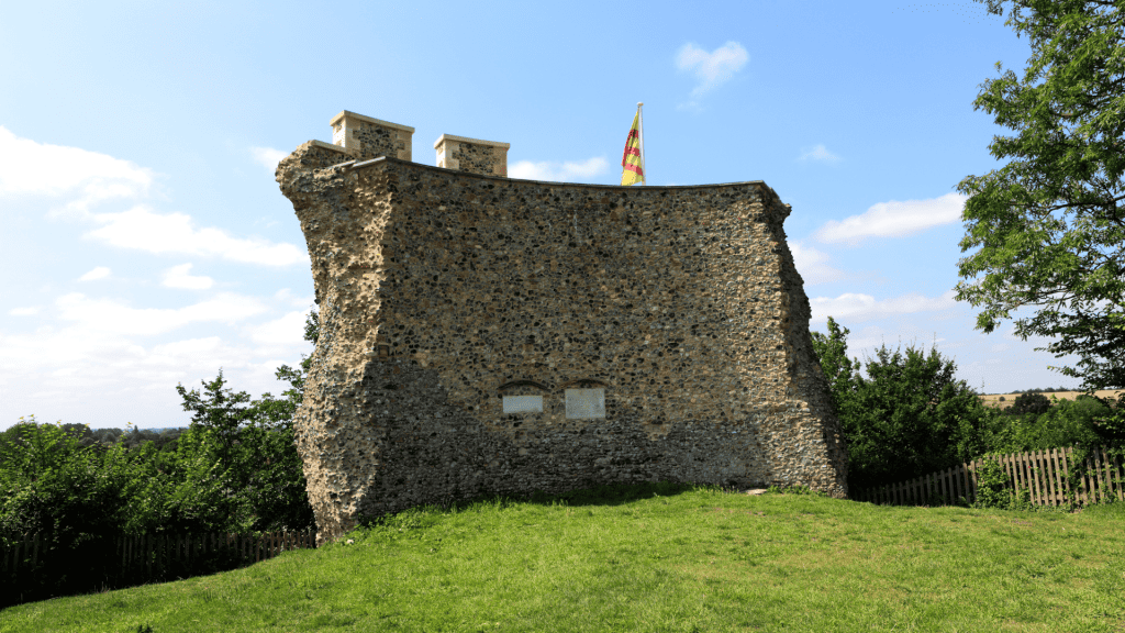 View at the ruins of Clare Castle, one of the castles in Suffolk and best norman castles in England.