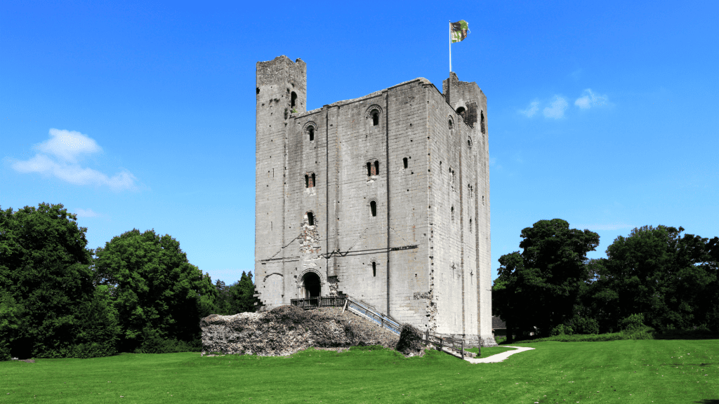 View at the Hedingham Castle in Essex on a sunny day, one of the castles in Essex.