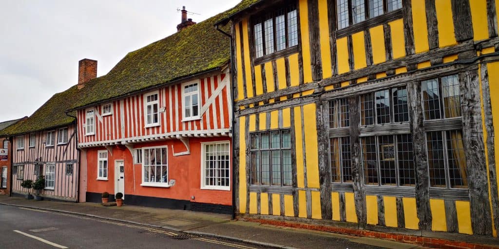 Typical historical houses in the mediaeval village of Lavenham.