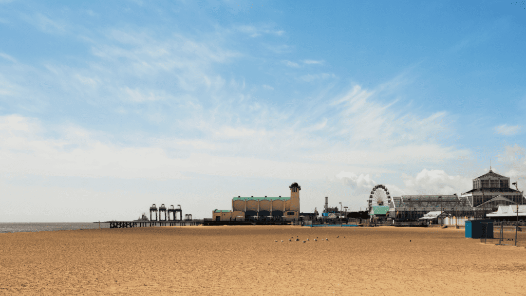 View at the Great Yarmouth Beach in East Norfolk.