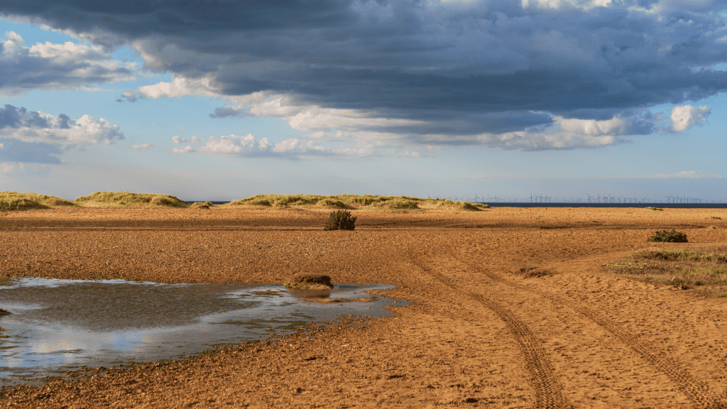 View at the Holme Next the Sea beach and coastline in North Norfolk.