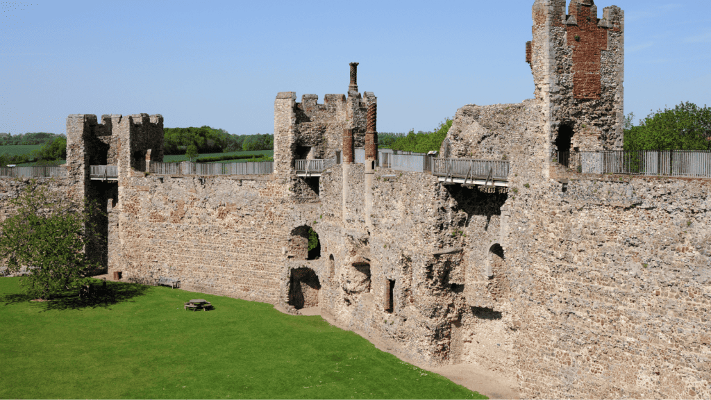 Detail on the walls of the Framlingham Castle, one of the best castles in Suffolk..