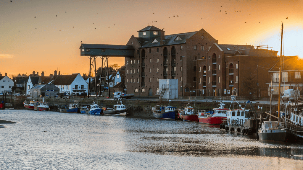 Wells next the Sea during sunset, one of the best seaside towns in East Anglia.