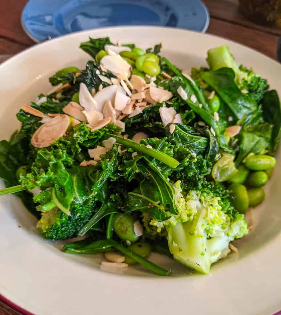 Healthy eating in Norwich. Green vegetable dish.