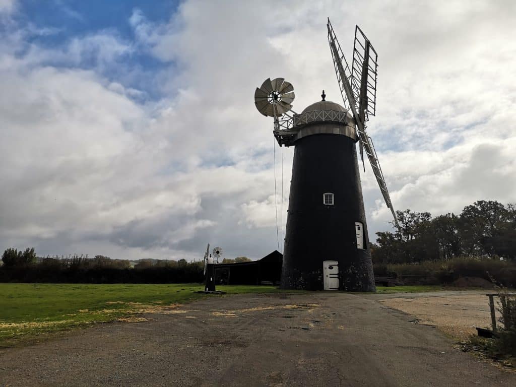A view of a windmill in Suffolk.
