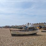 Aldeburgh beach on a sunny day, one of the best Suffolk beaches.