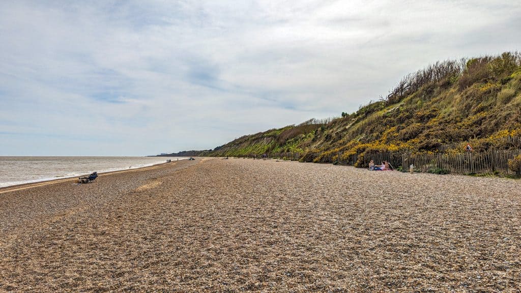 View at the Dunwich Beach in Suffolk Coast and Heaths AONB.
