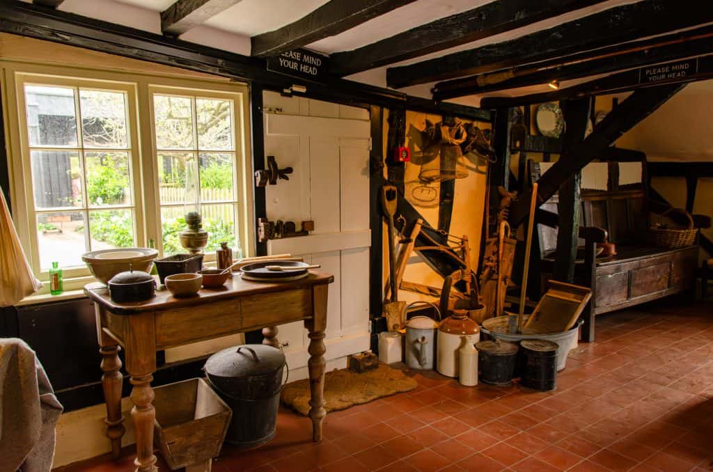 Historical interior of the Flatford Bridge Cottage in Constable Country.