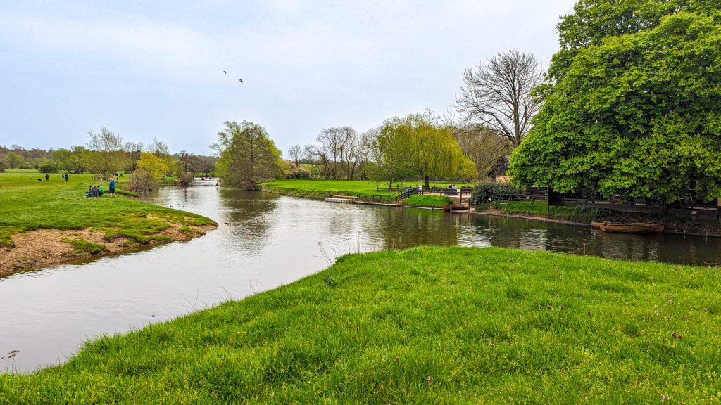 View at the river Stour near Dedham Boathouse in Constable Country in spring.