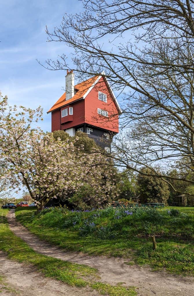 Famous House in Clouds in Thorpeness in spring in the Suffolk Coast and Heaths AONB.