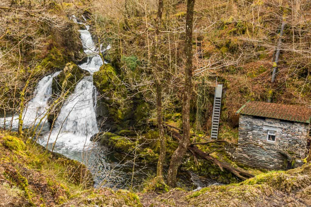 View at the Colwith Force waterfall in the Lake District.