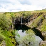 View at the waterfall and Banished Quarry in the Lake District.