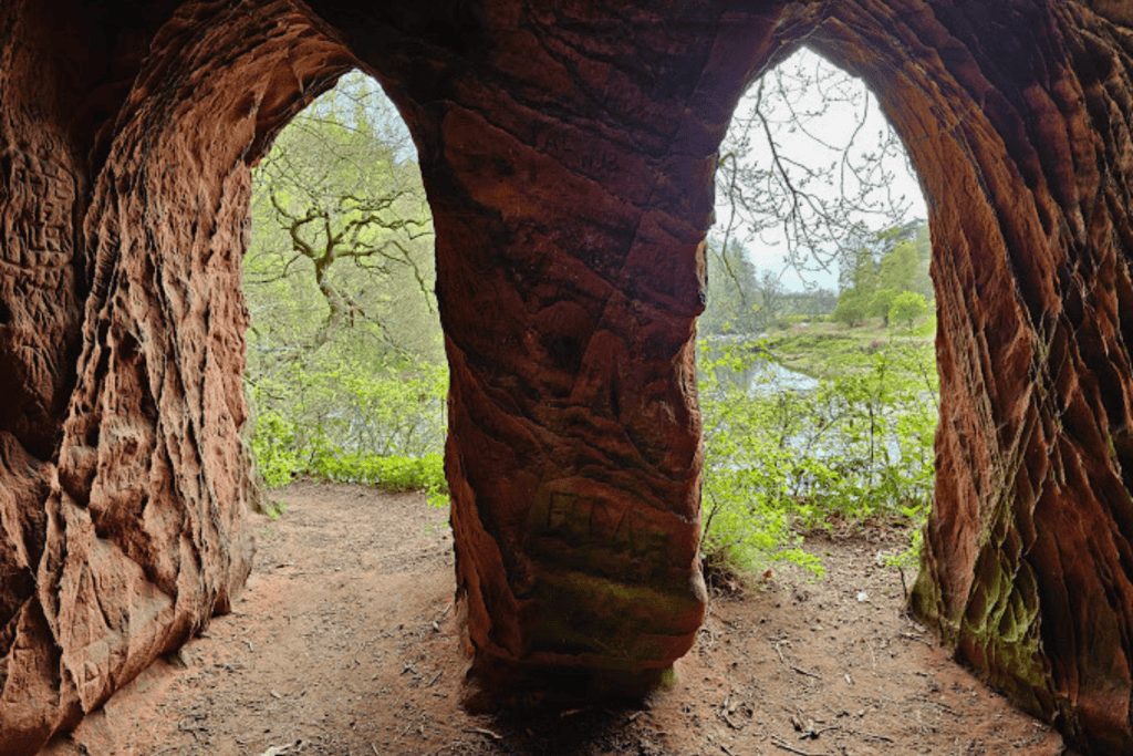 Lacy's Caves near Penrith, view from the entrance back to the river.