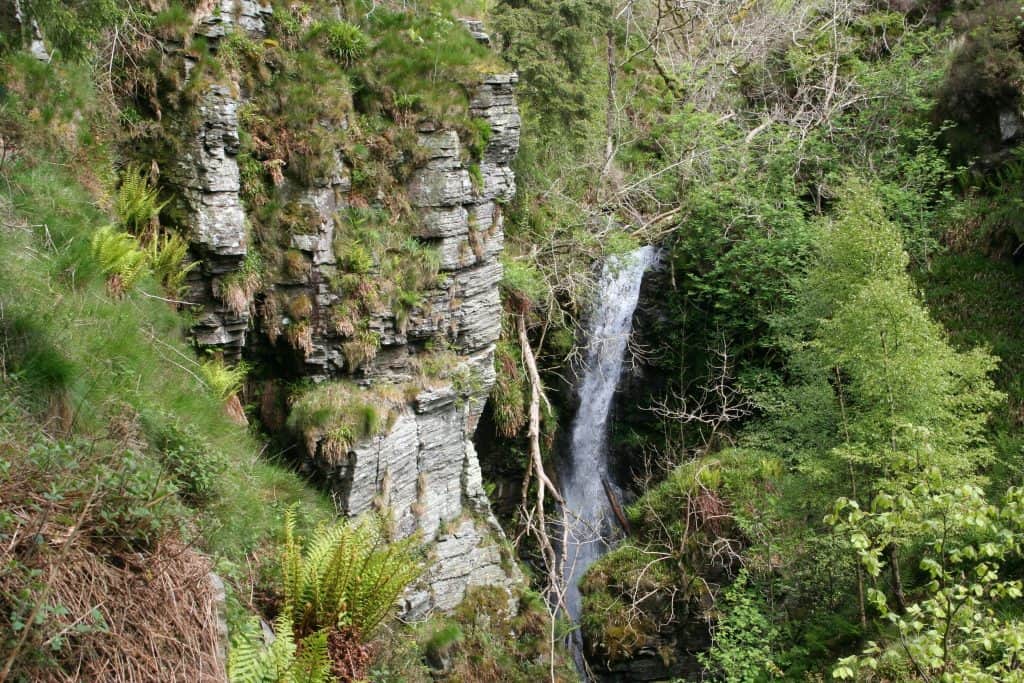 View at the Spout Force Waterfall in Lake District from a viewpoint.