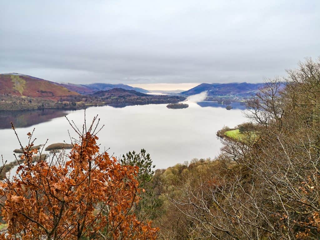 A view from the viewpoint called Surprise view showcasing winter Lake District.