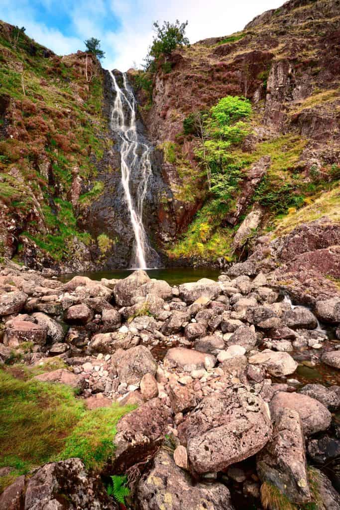 Whorneyside Force waterfall during spring.