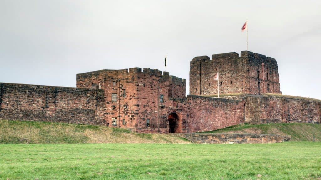 View at the Carlisle Castle with a flag.