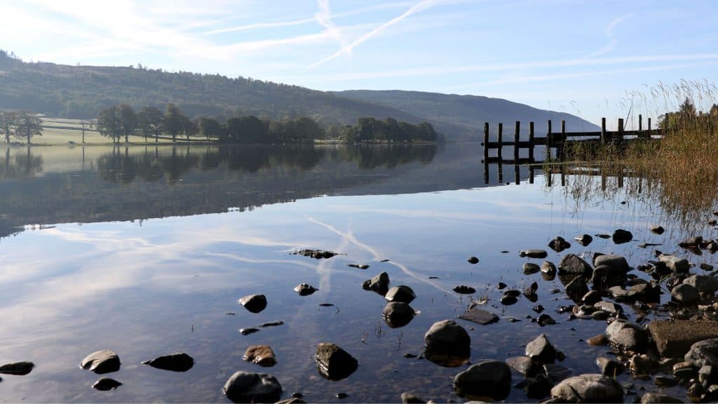 Views at lake waters on a sunny day.