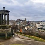 View at Edinburgh city centre in winter from a viewpoint