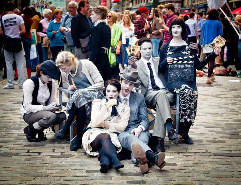 A group of actors at a festival in Edinburgh.