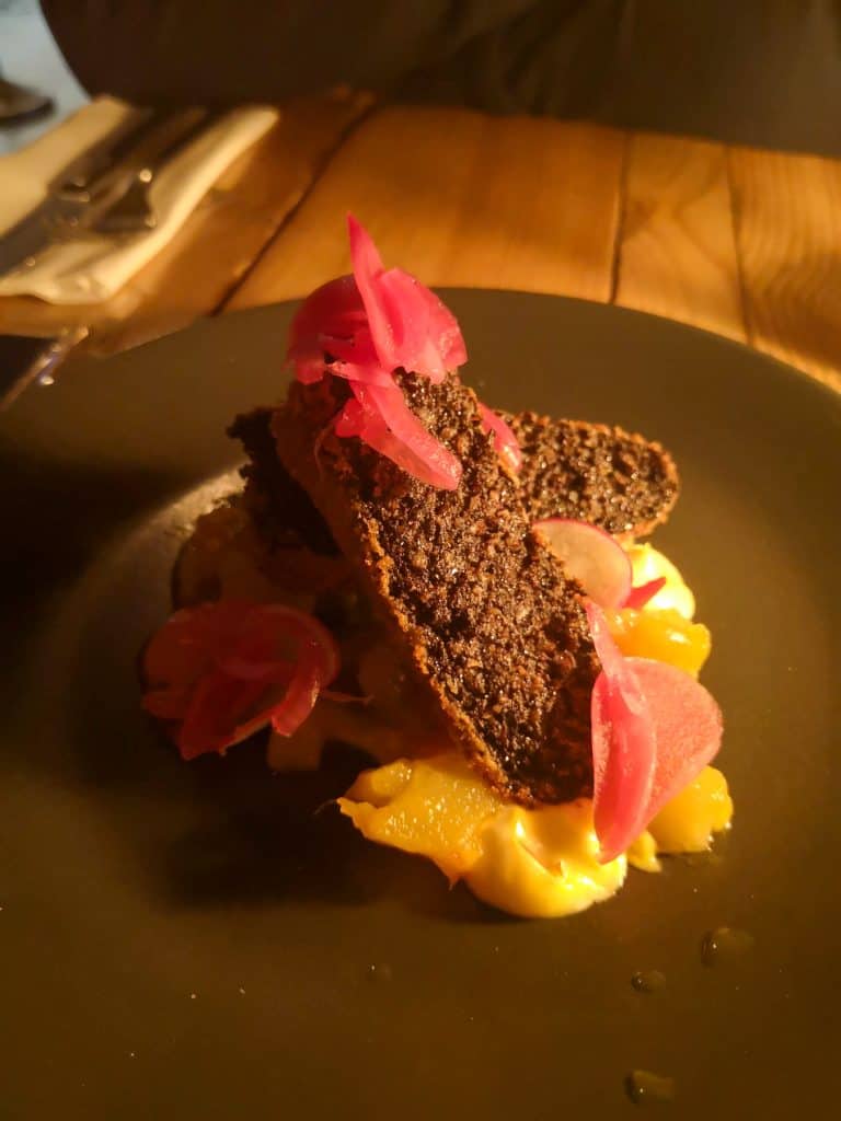 Food on a plate - haggis in a fine dinning style.