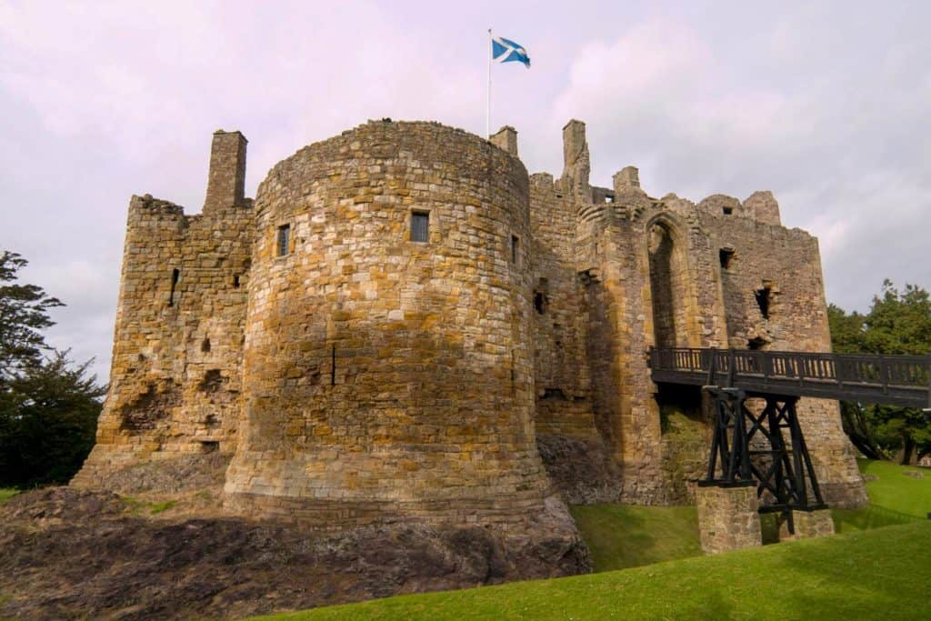 View at the Dirleton Castle in Scotland.
