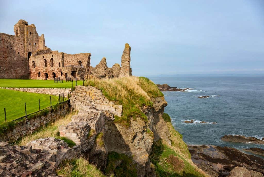 View at the interior of the Tantallon Castle in Scotland.