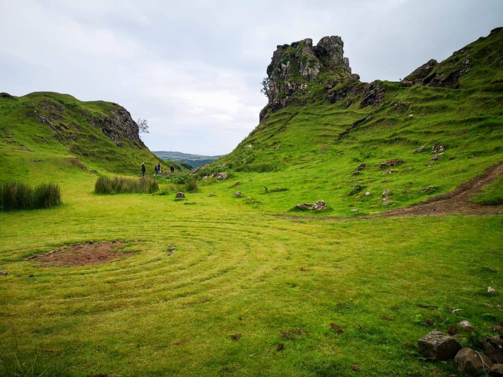 Detailed view at the Fairy Glen on the Isle of Skye in summer.