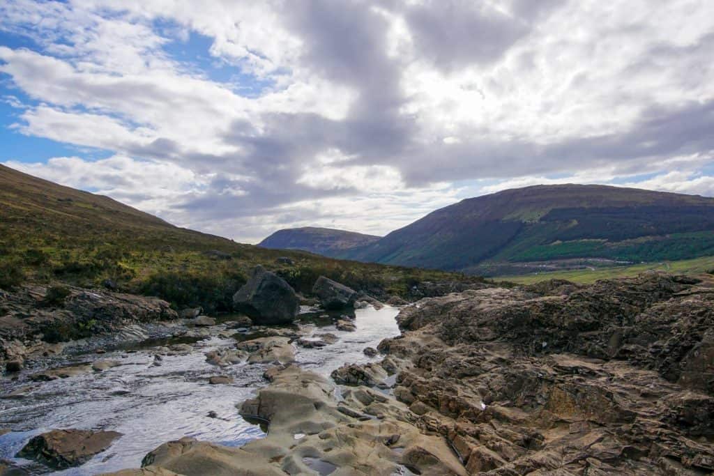 View at a river mountains on a sunny day.