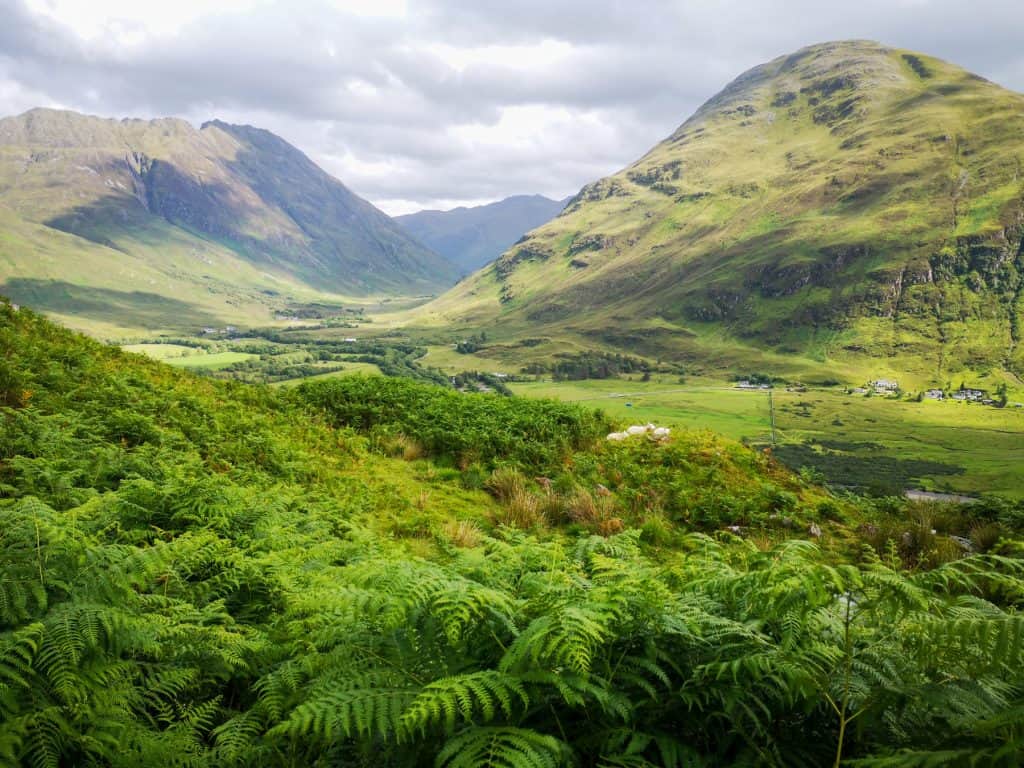 Hills covered in greenery near the Isle of Skye.