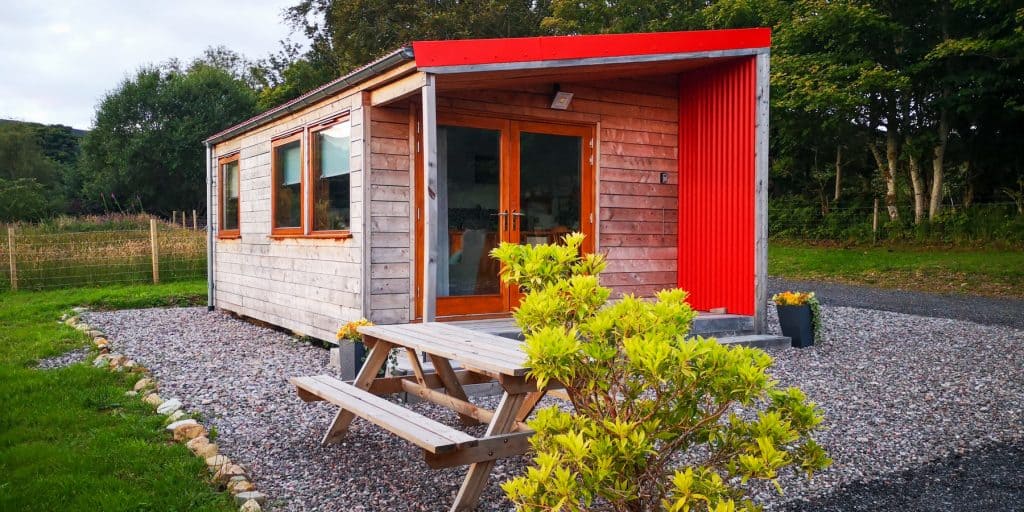 A tiny wooden hut near the Isle of Skye.