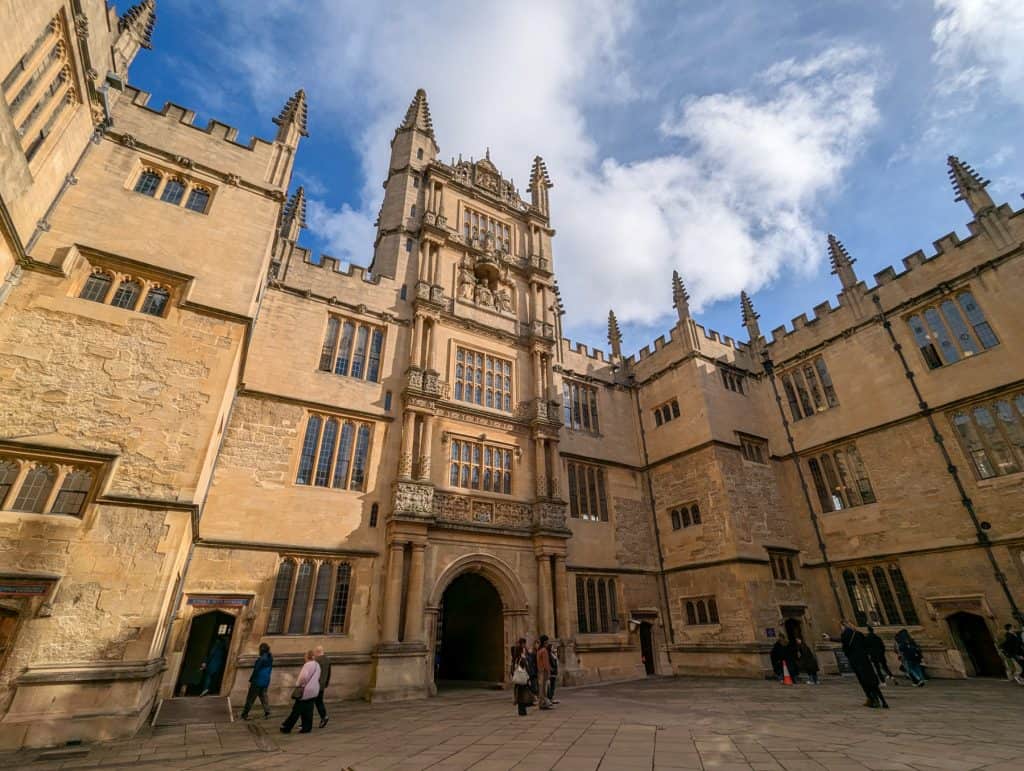 Bodleian Library buildings on a sunny day, a crucial part of any perfect day trip to Oxford.