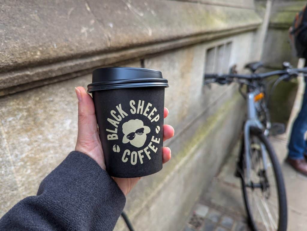 Take away coffee cup from Black Sheep Cafe.
