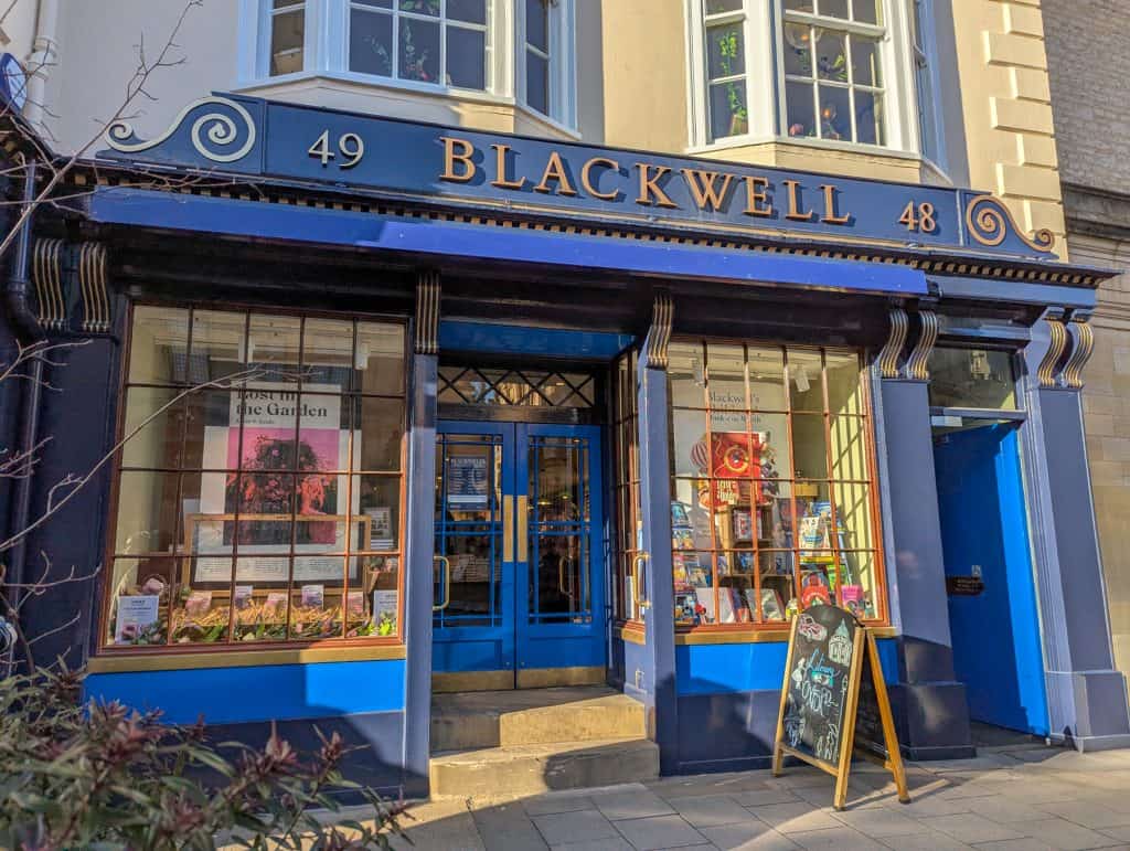 Entrance to the famous Flackwell Bookshop in Oxford.