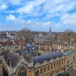 Views at the whole city with buildings from the tower of the Church of St Mary the Virgin.