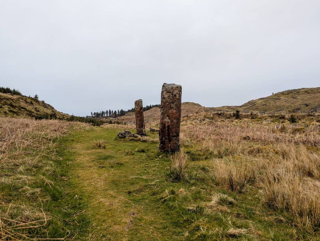 Kilmore Standing Stones - two of the stones, a historical place on the Isle of Mull.