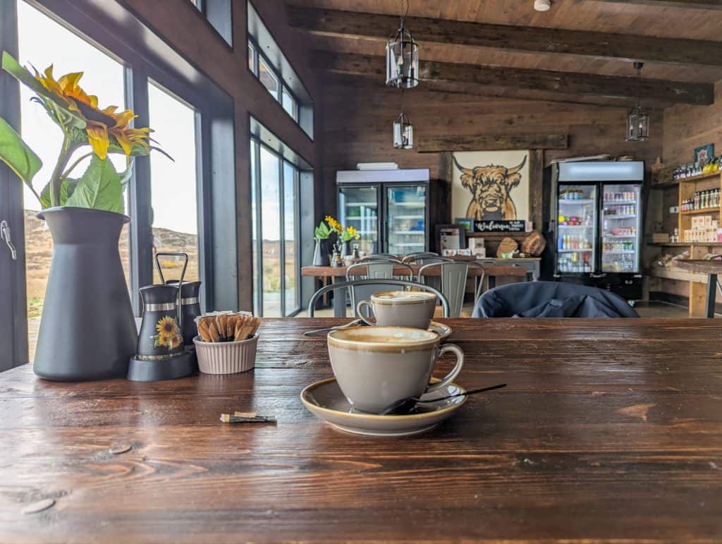 A coffee in the Lazy Cow Caffe on the Isle of Mull.