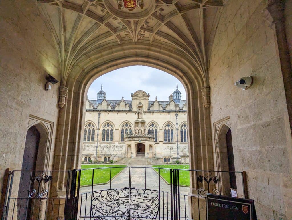 View at the First Court of the Oriel College from the mediaeval gate.