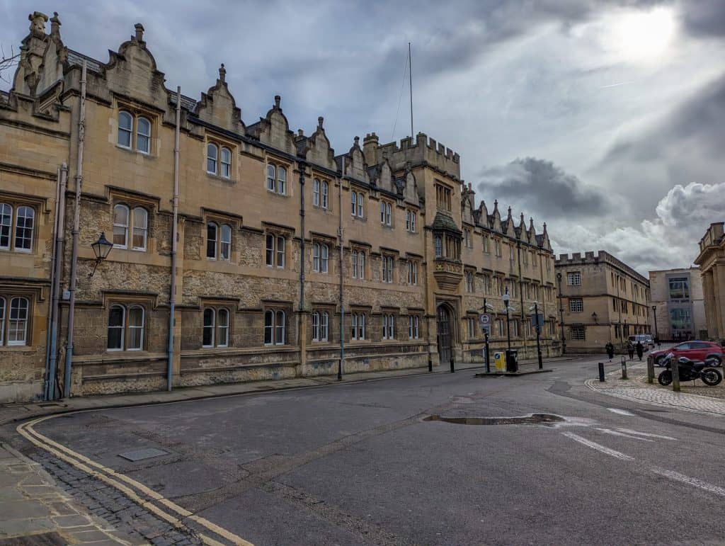 View at the buildings of the Oriel College in Oxford.
