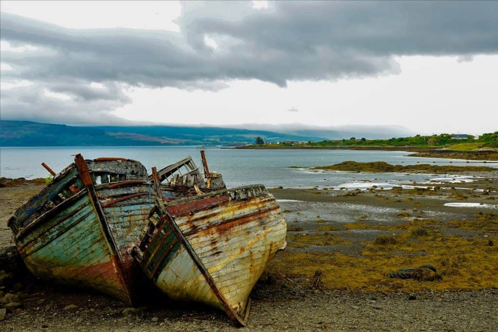Views at the shipwreck on Salen Bay Isle of Mull.