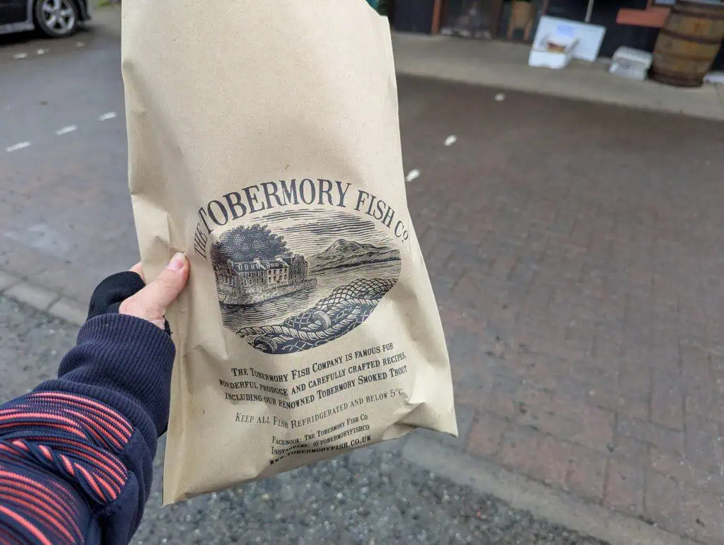 Tobermory smokehouse - a paper bag with local specialities.