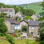 A street with old cottages in the Peak District.