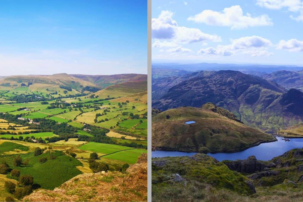 Peak District or Lake District - views on the hills and lakes in both parks.