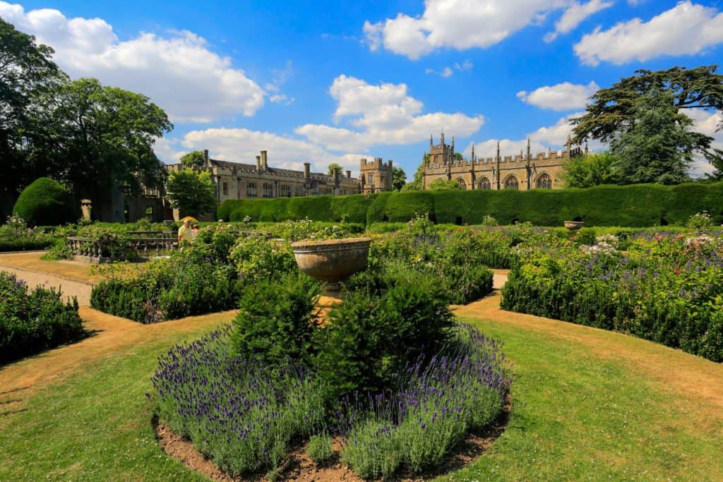 An old castle with gardens.