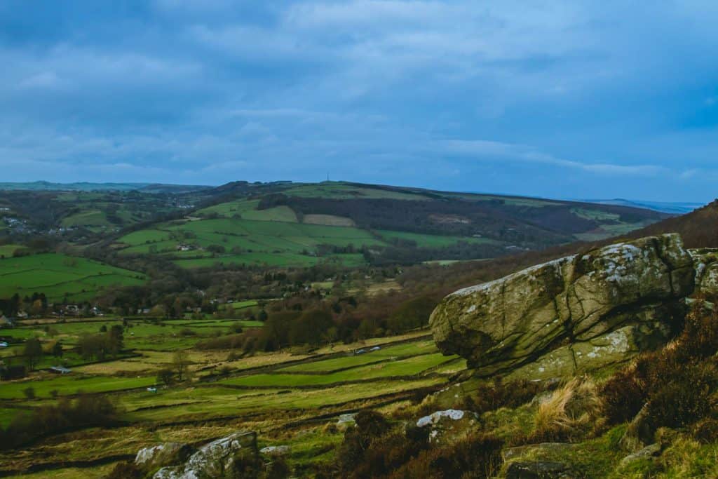 Views at hills and meadows from the Cubar Edge.